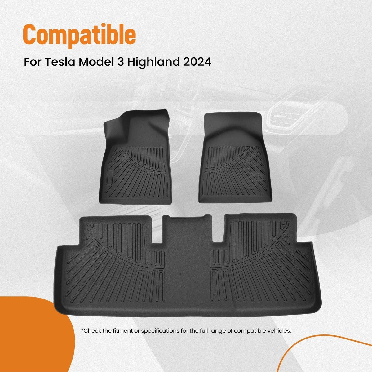 Floor Mats Liner for Tesla Model 3 (2024–2025) TPE All Weather