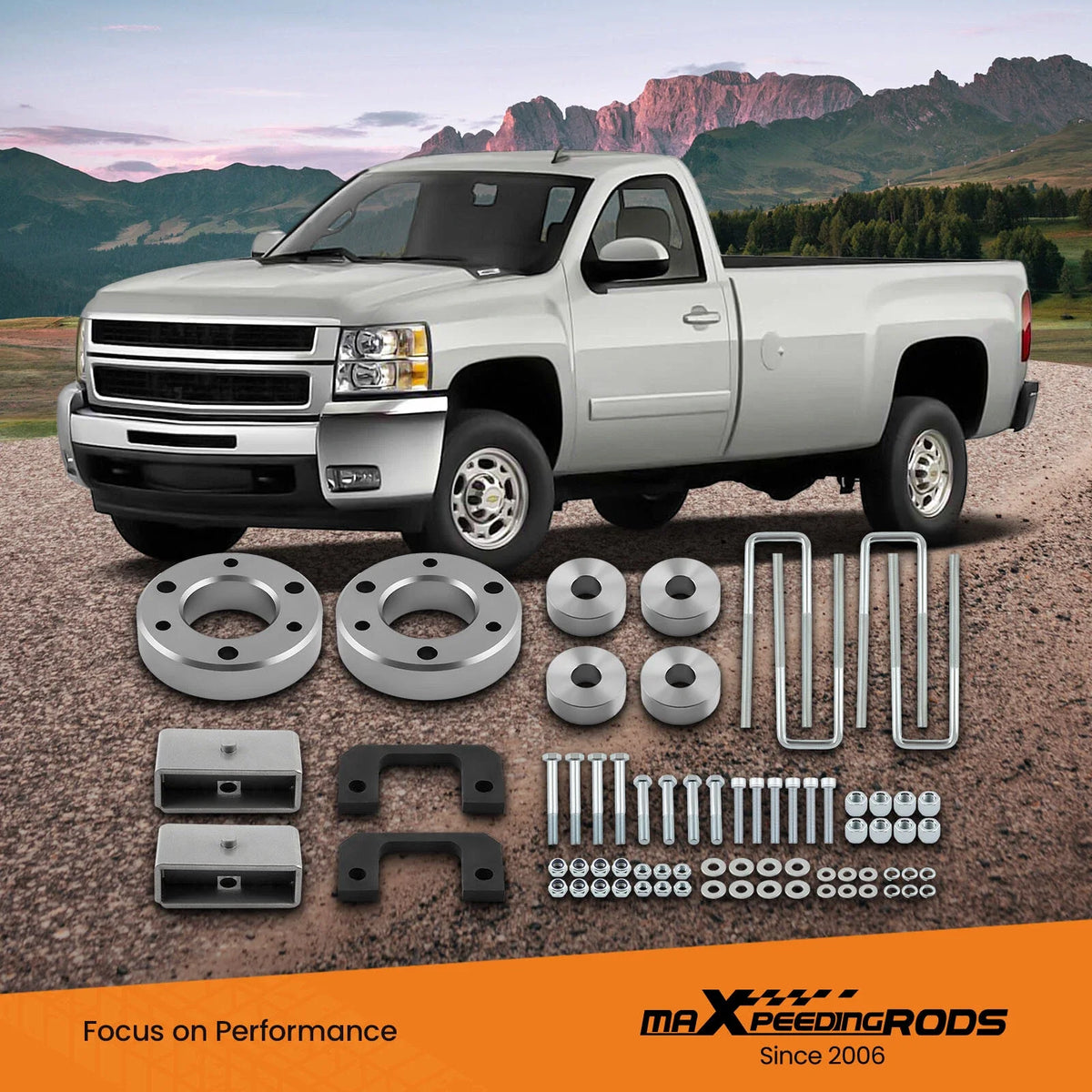 3" Front 2" Rear Lift Kit for GMC Sierra, Chevy Silverado 1500 (2007–2022)