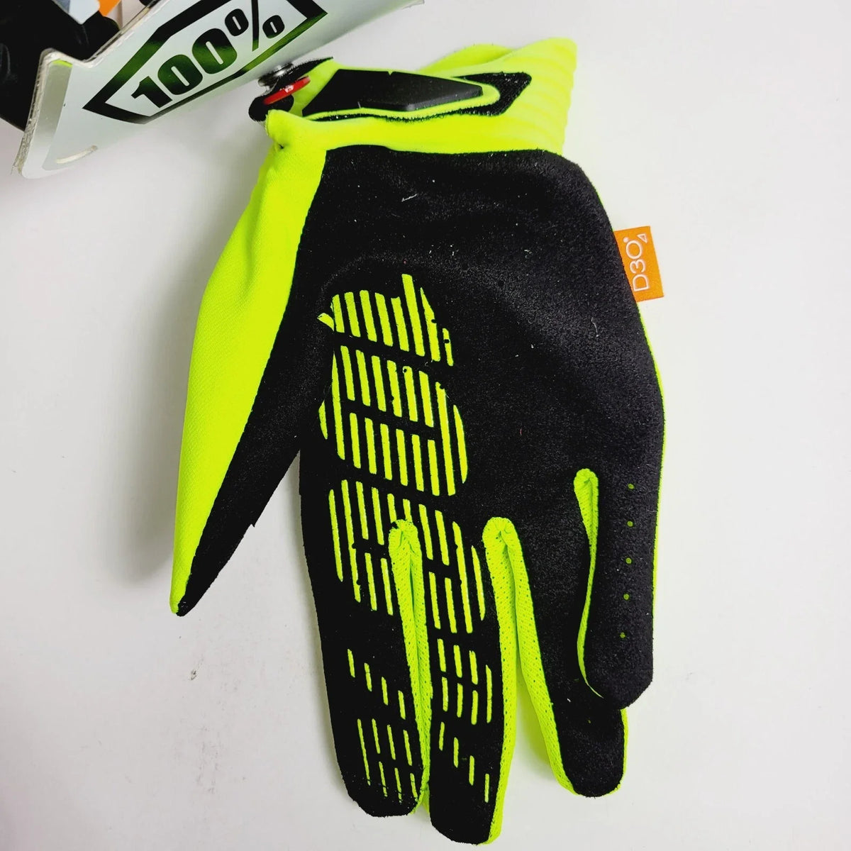 Fluorescent Yellow/Black Full Finger Gloves for Men, Size XL