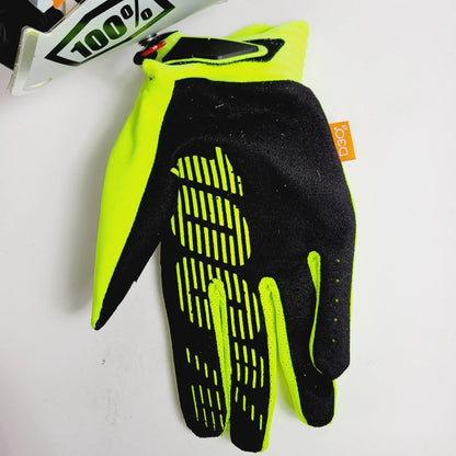 Fluorescent Yellow/Black Full Finger Gloves for Men, Size XL