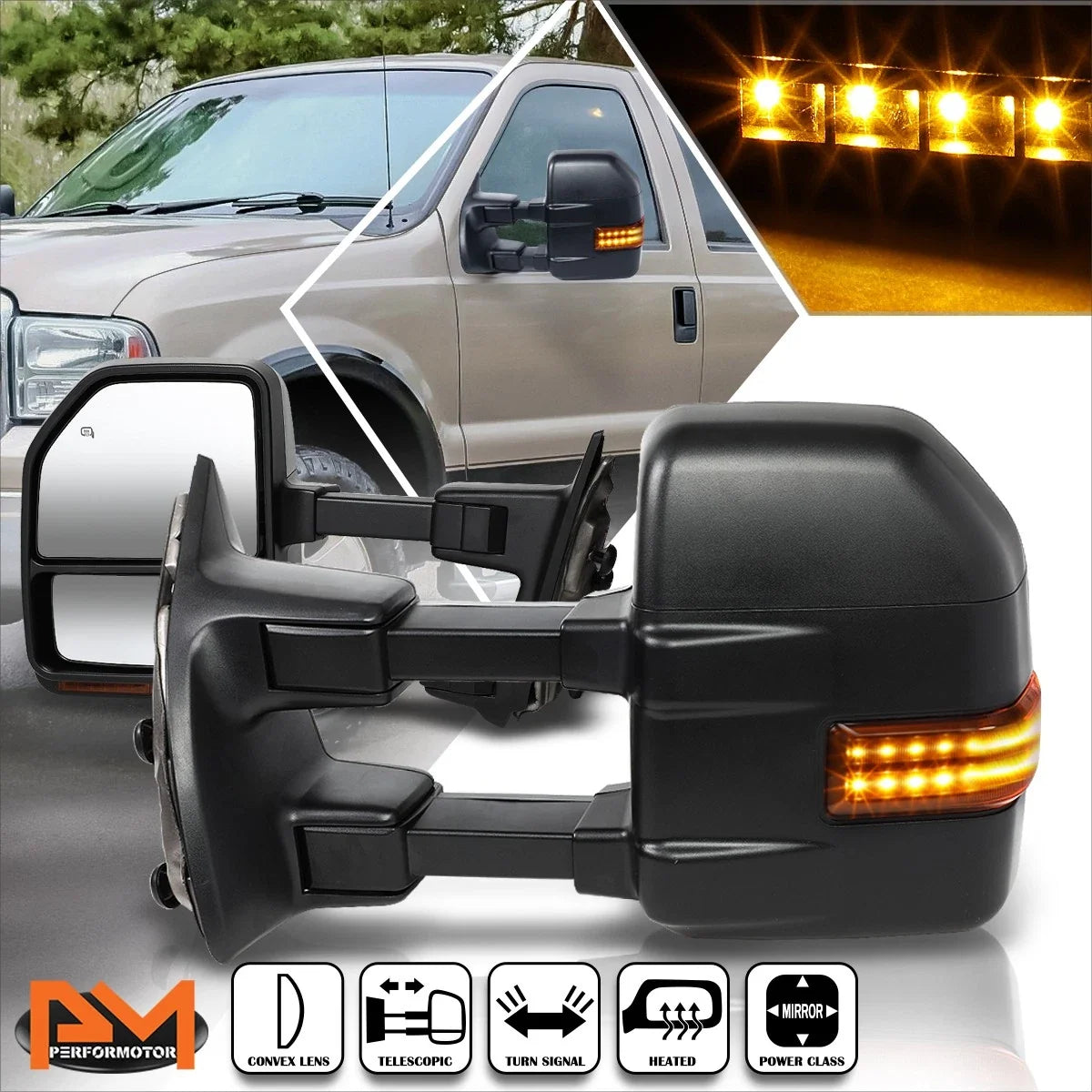 Towing Mirror with LED Signal Lamp and Heat for Ford Super Duty 1999-2007