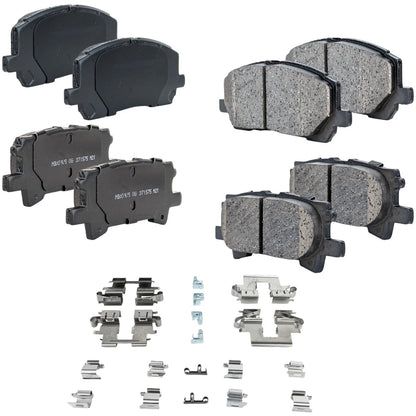 Set of 4 Front & Rear Brake Pads for Toyota Highlander (2004–2007)