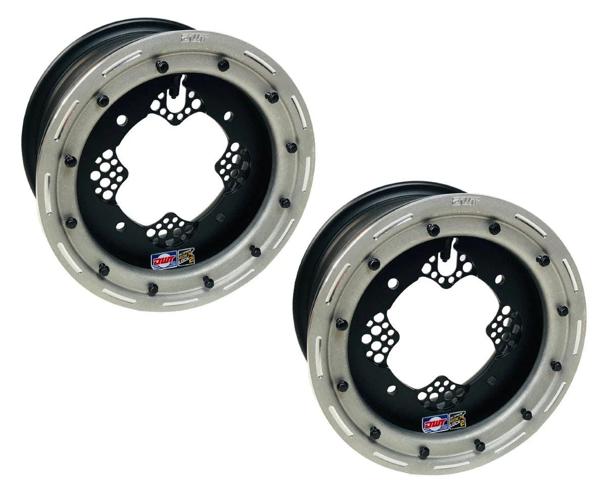 Set of 4 DWT ROK'N LOCK 10" Silver Beadlock Rims 10x5 4+1 4/156 for Blaster 200