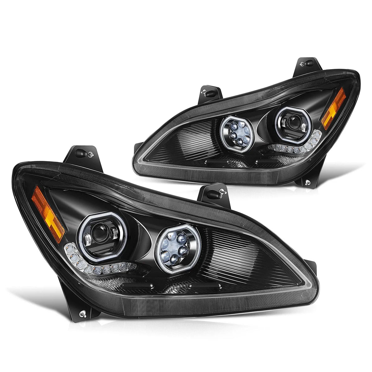 LED DRL Halo Ring Projector Headlights for Kenworth T680 (2022–2025)