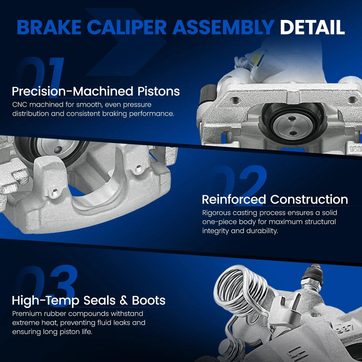 Set of 2 Rear Brake Calipers for Ford Focus 2012-2018, C-Max 2013-2018