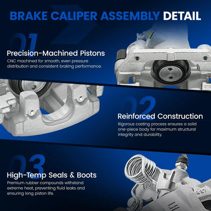 Set of 2 Rear Brake Calipers for Ford Focus 2012-2018, C-Max 2013-2018