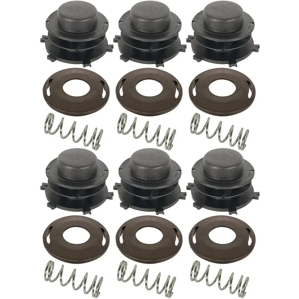 Set of 6 Trimmer Head Spool, Cap & Spring Kits for