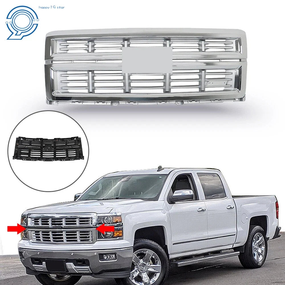 Chrome Front Bumper Upper Grille for Chevrolet Silverado 1500 (2014–2015)