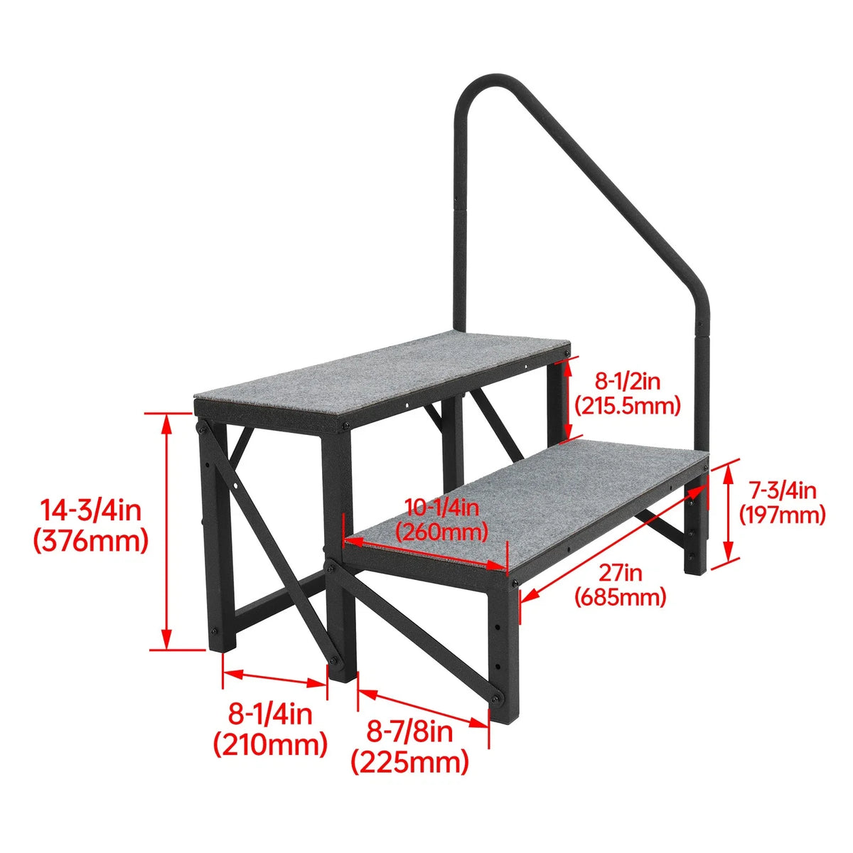 2 Steps Ladder for RV Trailer Travel Camper (660 lbs Capacity)