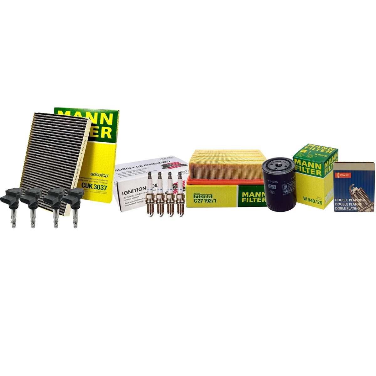 Tune Up Kit with 4 Mann Filters, 4 Hitachi Coils, 4 Denso Plugs for A4