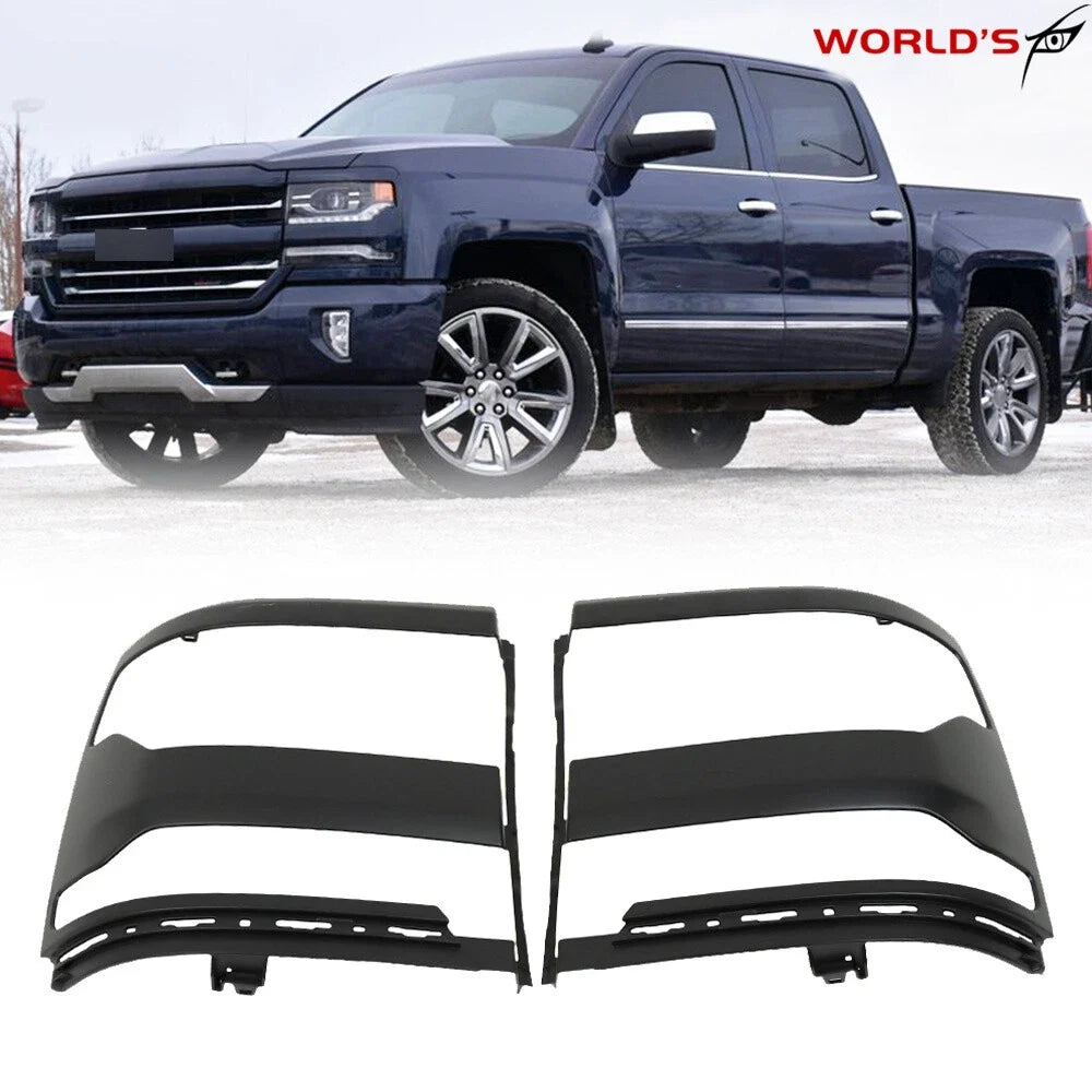 Headlight Trim Bezel Set for Chevy Silverado 1500 (2016–2018) Paintable