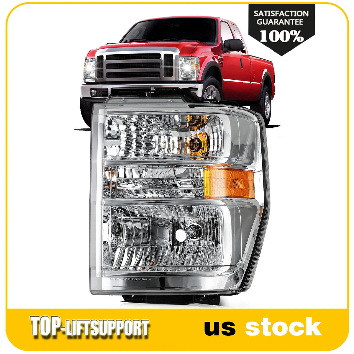 Chrome Aero Headlight for Ford E150-E450 F650 F750 (2008–2021)