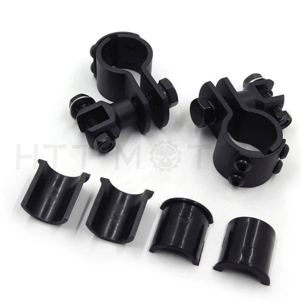 Foot Peg Mounts Black Pair for Harley (1 1/4" Engine Guard)
