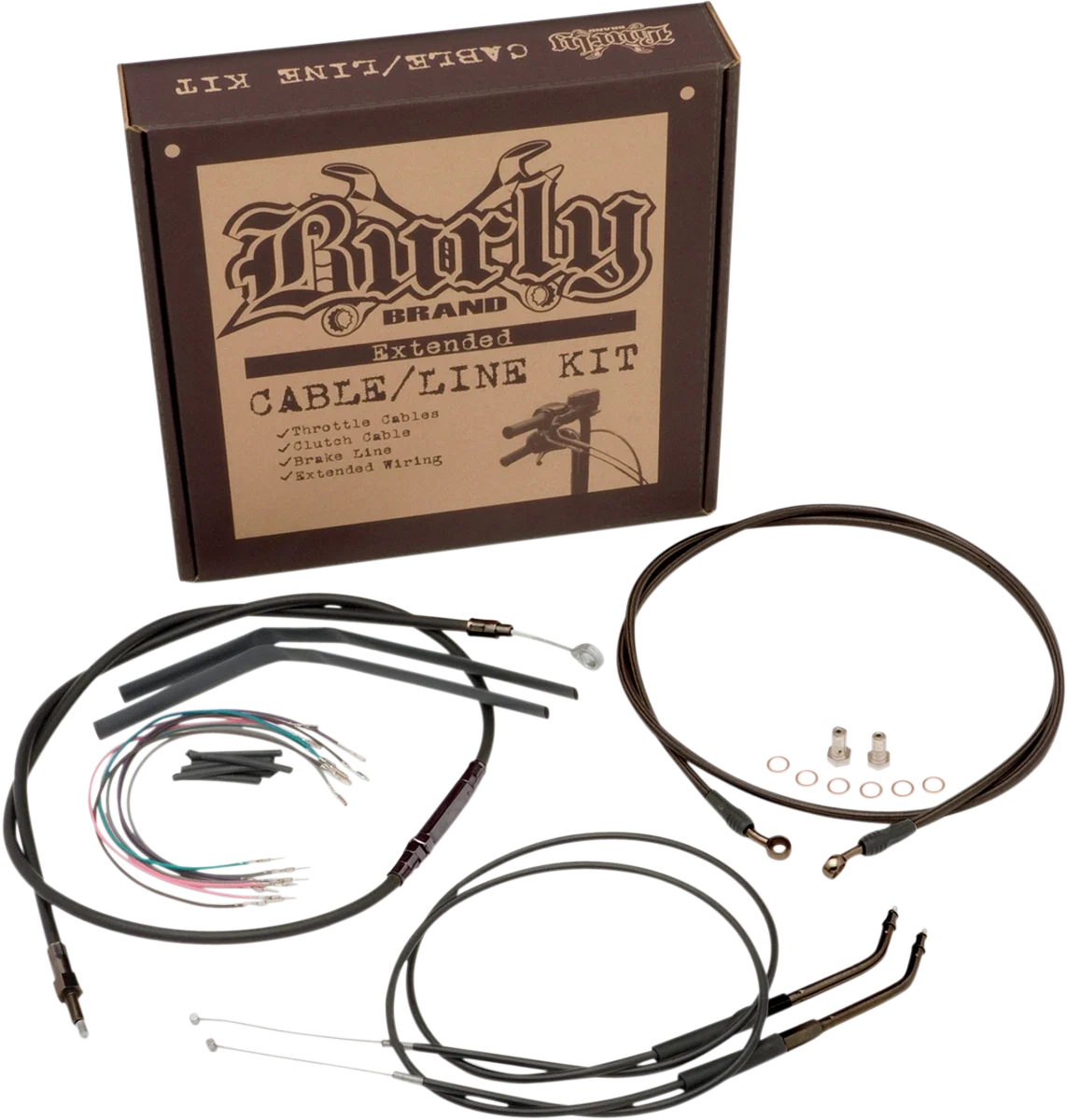 Complete Black Vinyl Handlebar Cable/Line Kit for Ape Hangers (14")