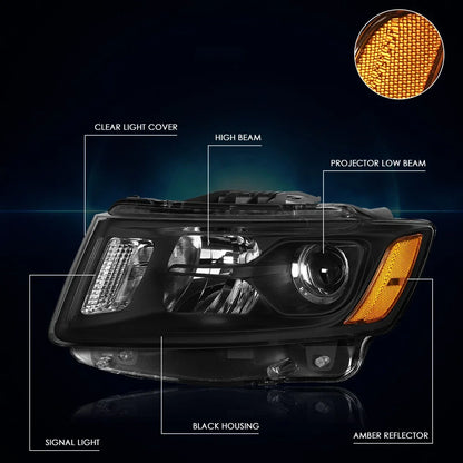 Projector Headlight - Amber Side for 2014-2016 Jeep Grand Cherokee