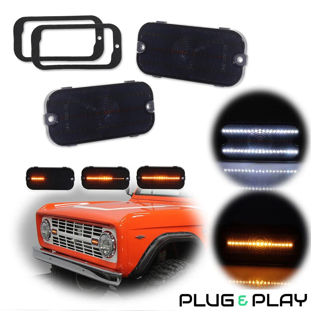 Smoked Switchback LED DRL Signal Lights for Ford Bronco (1966–1968)