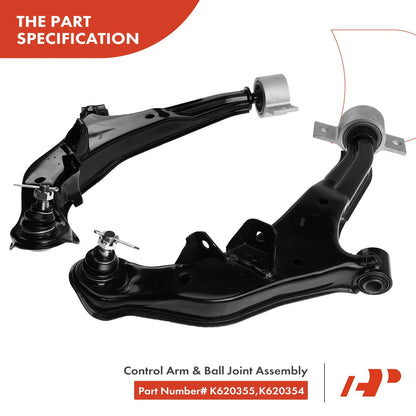 8-Piece Set of Front Lower Control Arms with Ball Joints for Nissan Maxima