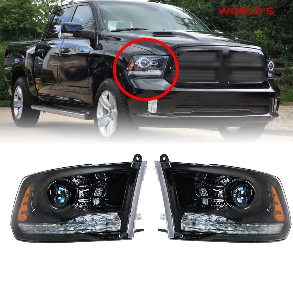 Set of 2 Halogen Headlights with LED DRL for Dodge Ram (2013–2018)