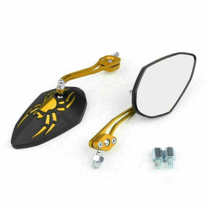 Universal 8mm 10mm Motorcycle Rear View Side Mirrors Gold