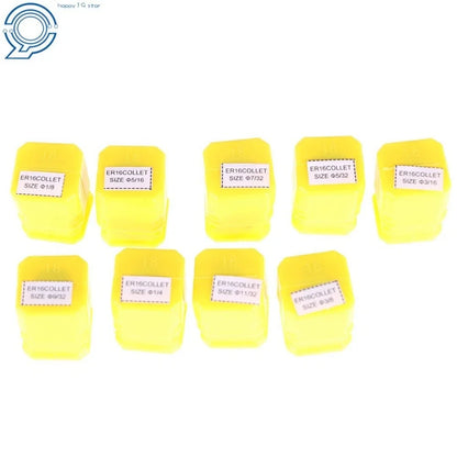 ER16 1/8 - 3/8" Spring Collet Set 9Pcs for CNC Lathe Tool