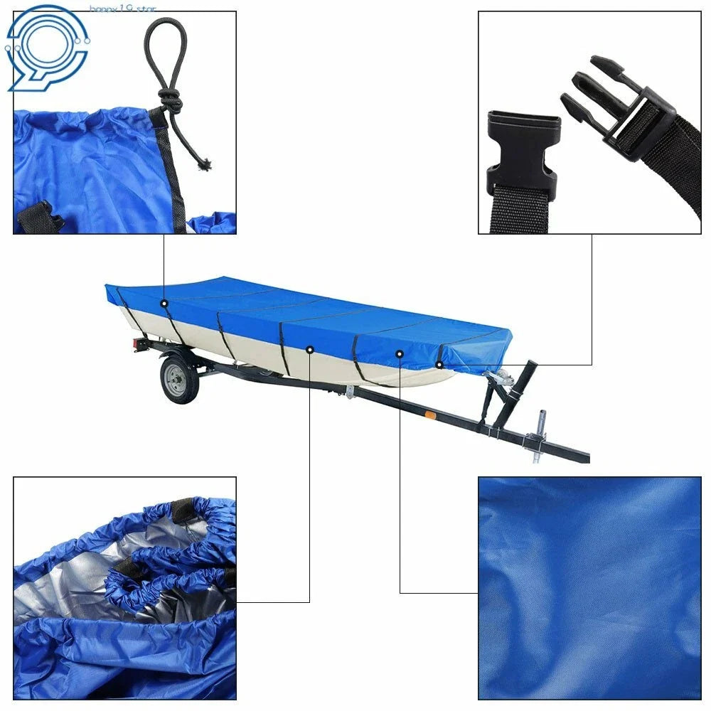 Blue 210D Jon Boat Cover for 12ft 14ft 16ft 18ft (Fits Various Models)