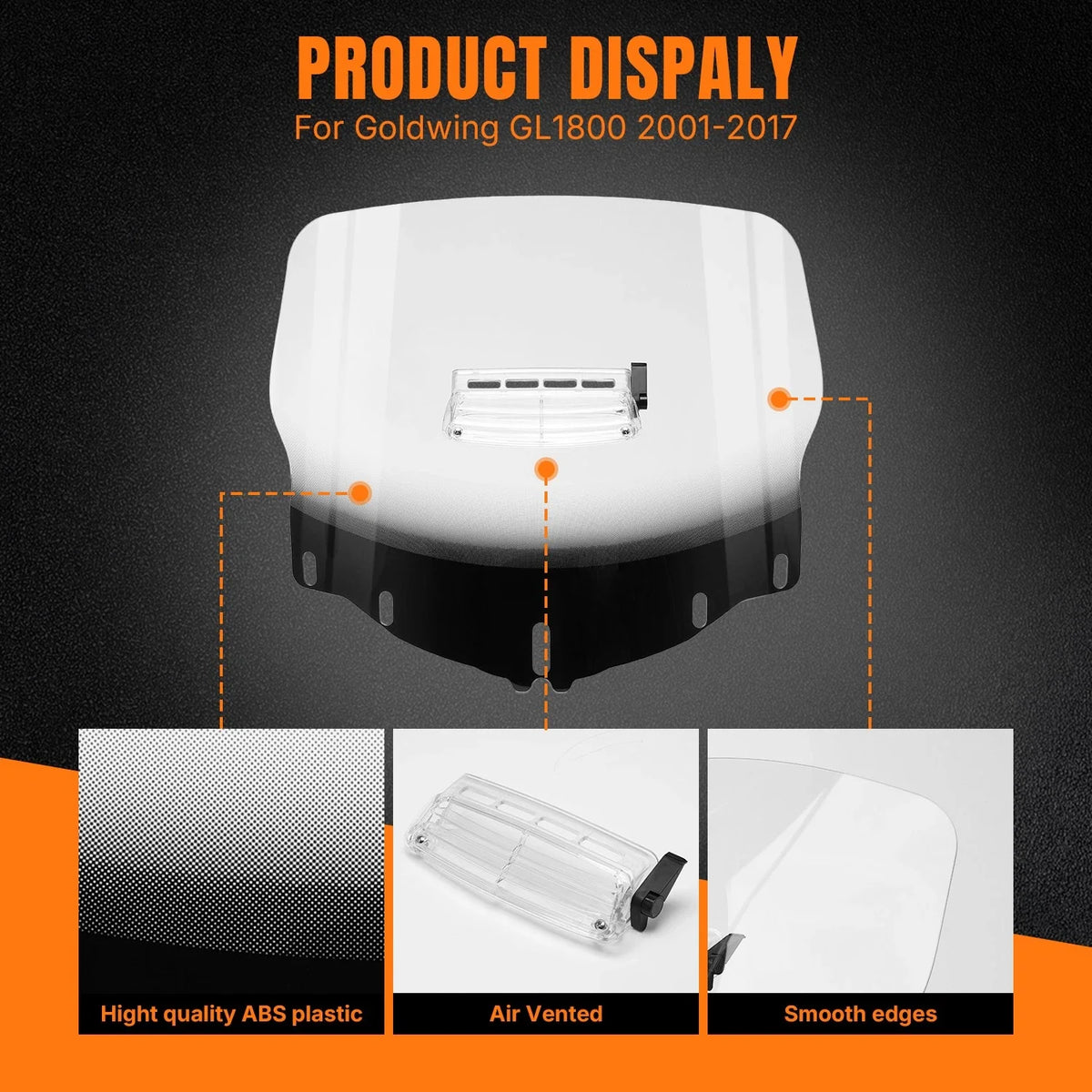 Clear Windshield with Air Vent for Honda Goldwing 1800 (2001-2017)