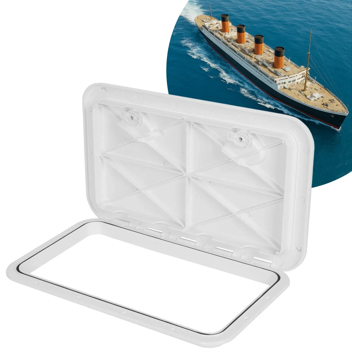 White Marine Boat Deck Access Hatch & Lid 24" x 14