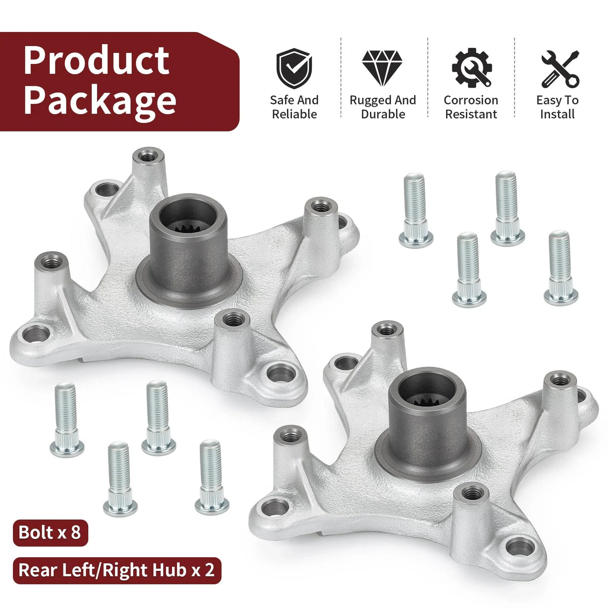 Rear Hub Assembly Set + Bolt for Polaris Sportsman 400 4x4 2008-2010