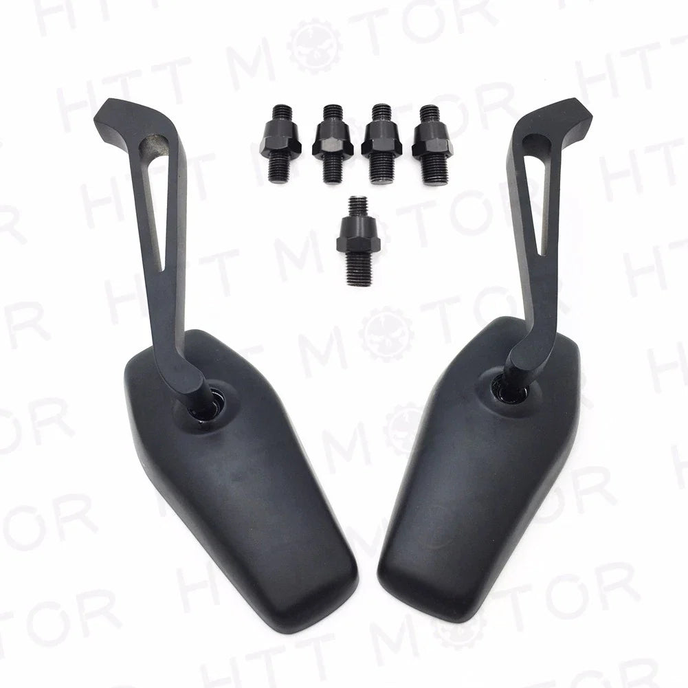 Motorcycle Rearview Mirrors - Black Finish (8mm 10mm Universal Fit)