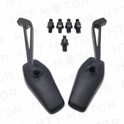 Motorcycle Rearview Mirrors - Black Finish (8mm 10mm Universal Fit)