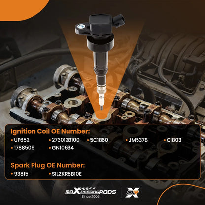Ignition Coil Set & Iridium Spark Plugs for Hyundai Accent Veloster 2011-2017