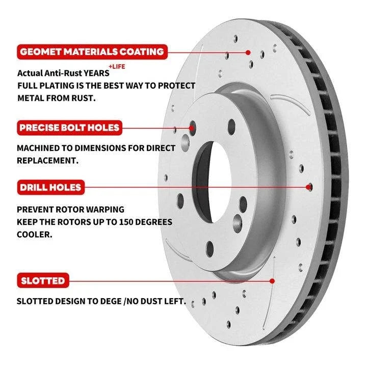 Ceramic Pads & Rear Brake Rotors Set for Ford Mustang 2005-2011