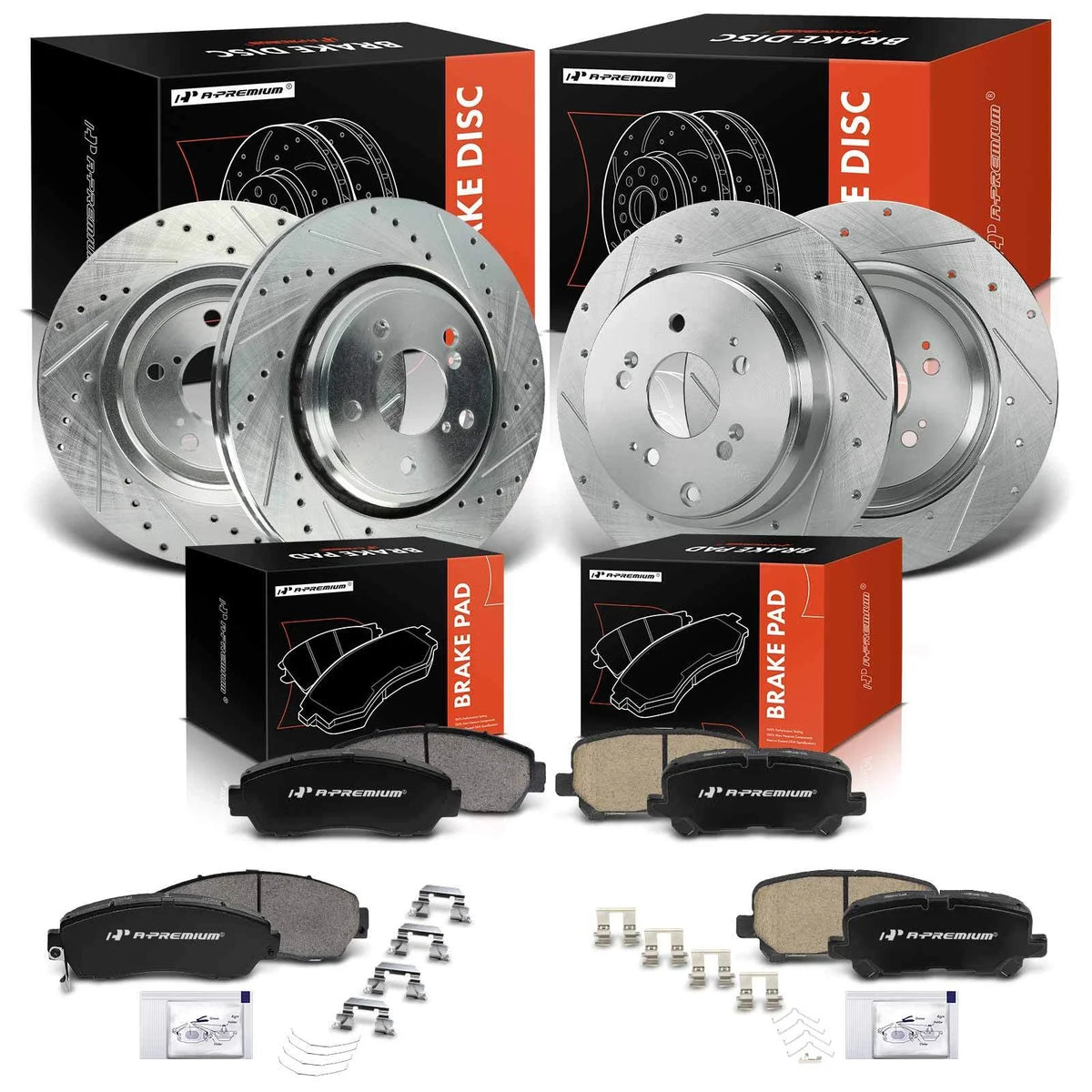Front & Rear Drilled Brake Rotors & Ceramic Pads for Honda Odyssey (2015–2017)