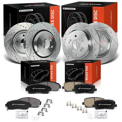 Front & Rear Drilled Brake Rotors & Ceramic Pads for Honda Odyssey (2015–2017)