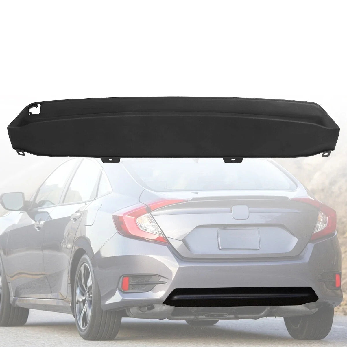 Rear Bumper Garnish Valance Plastic Black for Honda Civic 2016-2018