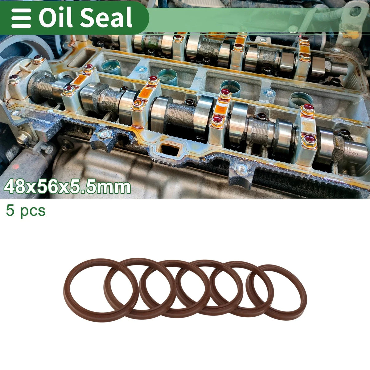 Set of 5 Oil Seal Rotary Shaft Seal FKM Rubber 48x56x5.5mm