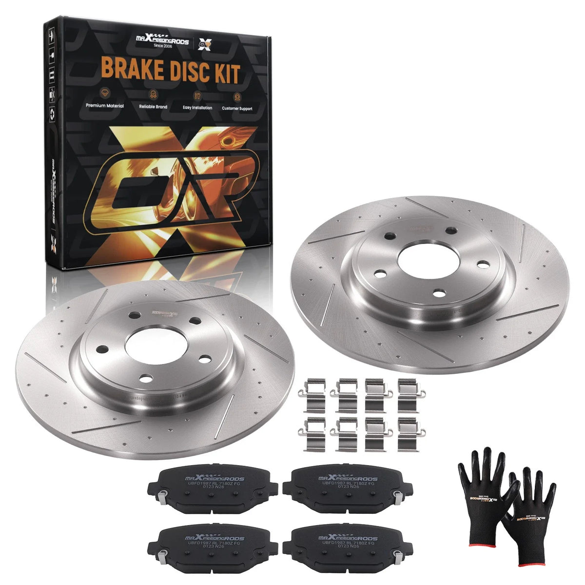 Rear Brake Rotors & Ceramic Pads Kit for Dodge Grand Caravan Journey (2012–2020)