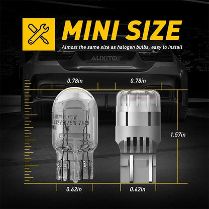 7443 7444 Red LED Bulbs for Parking Tail Stop Brake Light - 2 Pack