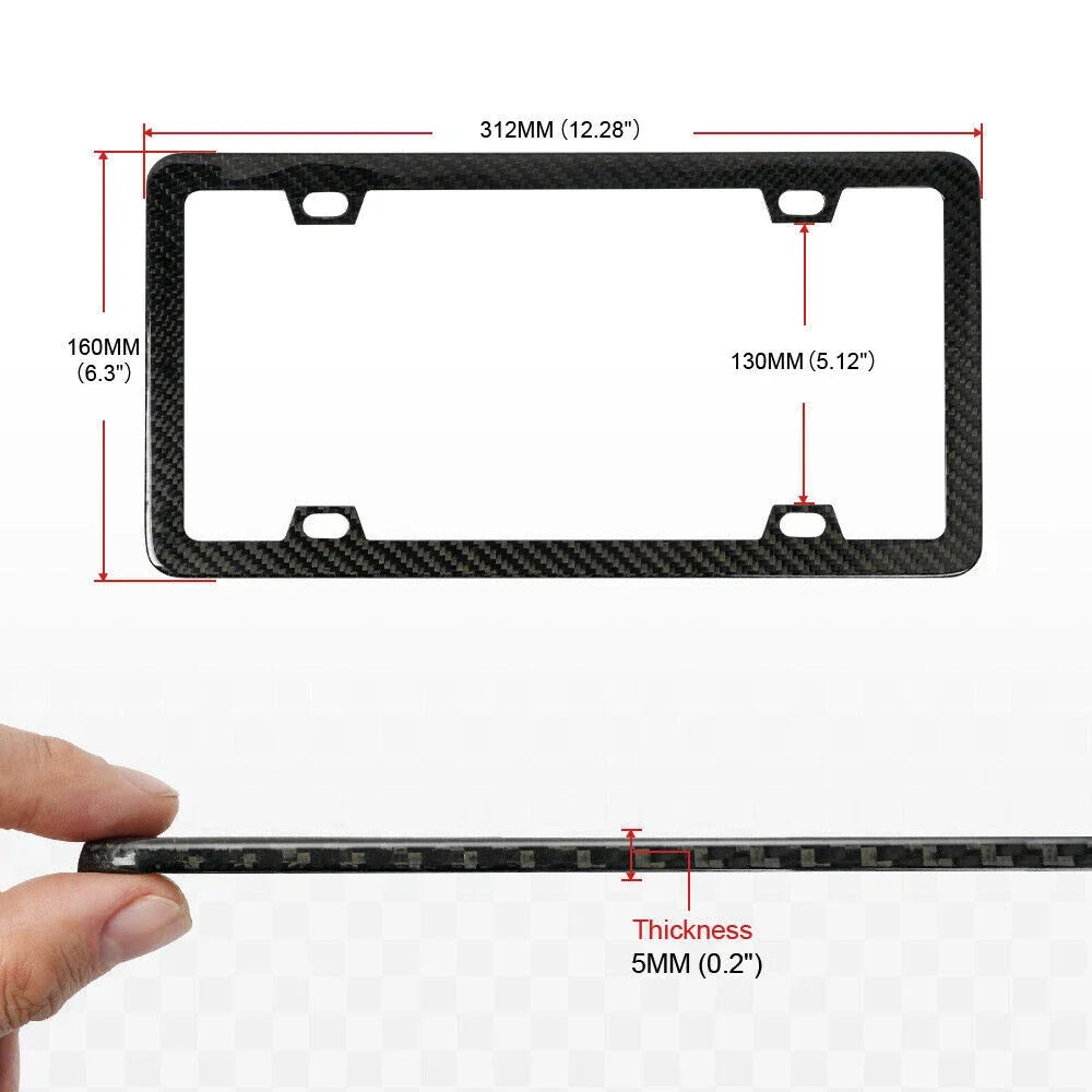 2X Universal Fit Slim License Plate Frame with Carbon Fiber Finish (2010–2023)