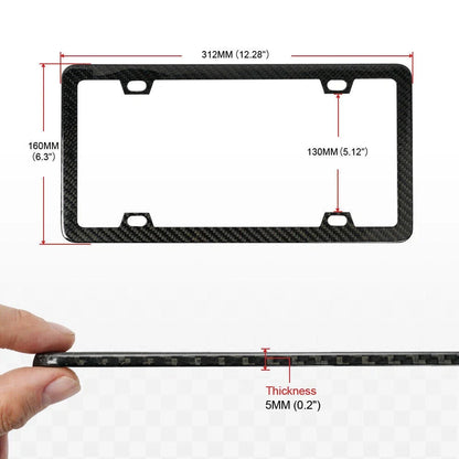2X Universal Fit Slim License Plate Frame with Carbon Fiber Finish (2010–2023)