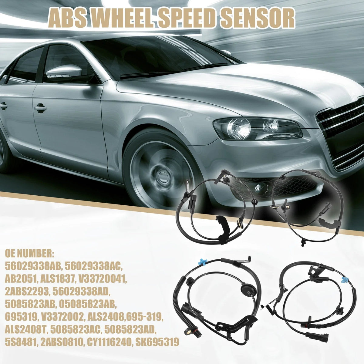 Set of 4 ABS Wheel Speed Sensors 56029338AB for Chrysler 200 (2011–2014)
