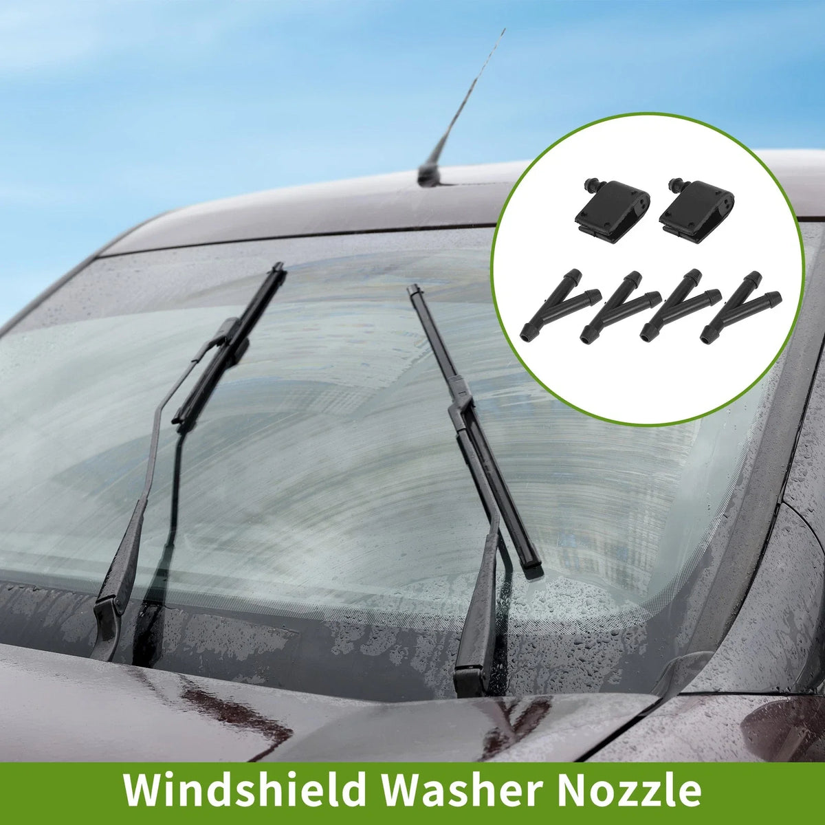 Windshield Washer Nozzle Set with Hose Connector for Mercedes-Benz (No. 2E1955985)