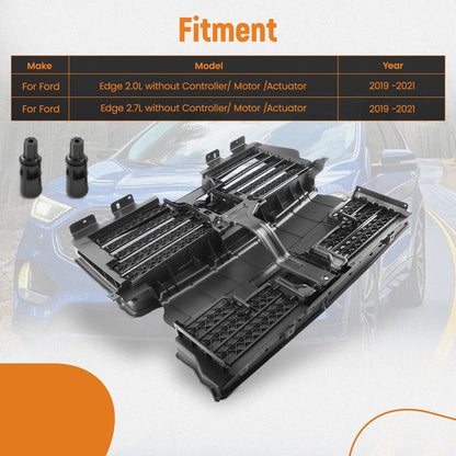 Front Grille Assembly with Active Air Shutter for Ford Edge 2019-2021