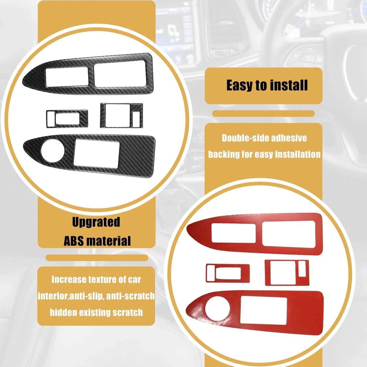 2 x Stickers for Car Window Lift Trim Switch Panel Dodge Challenger 2008-2014