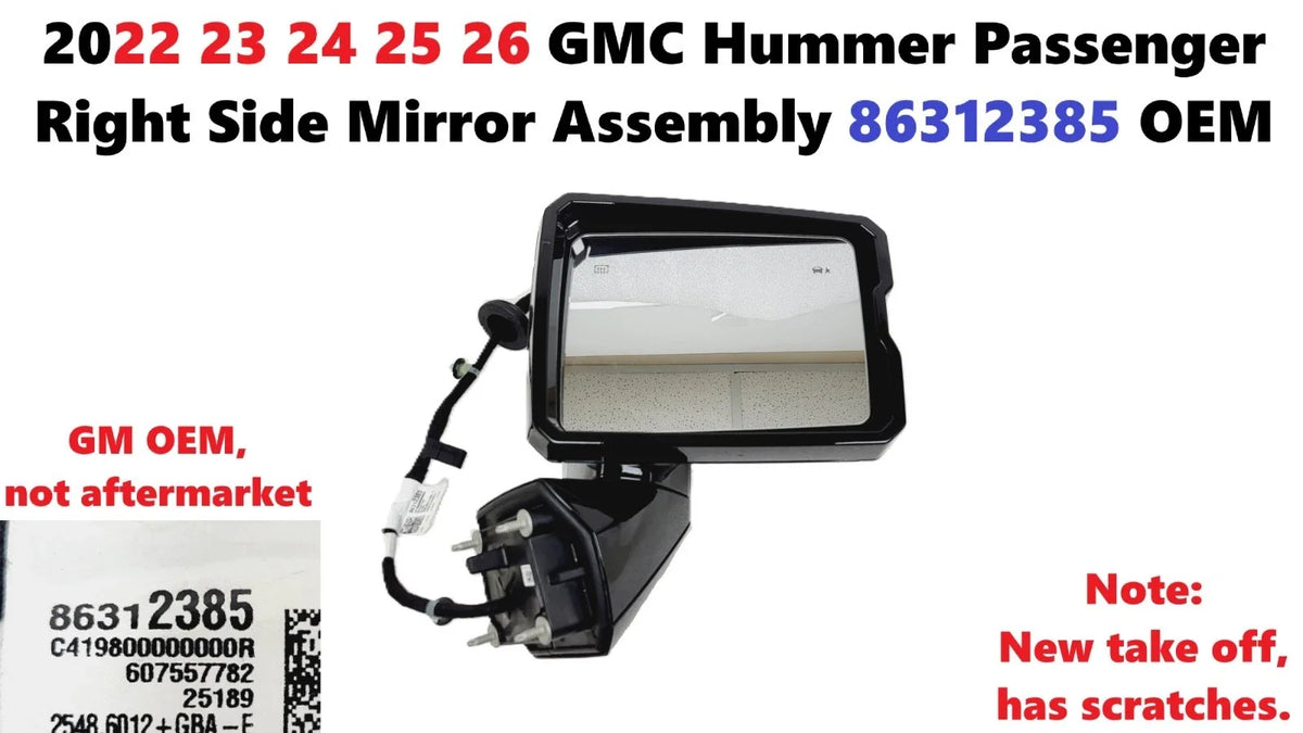 Right Side Mirror w/Camera & Blind Spot for GMC Hummer EV 2022-2026 OEM