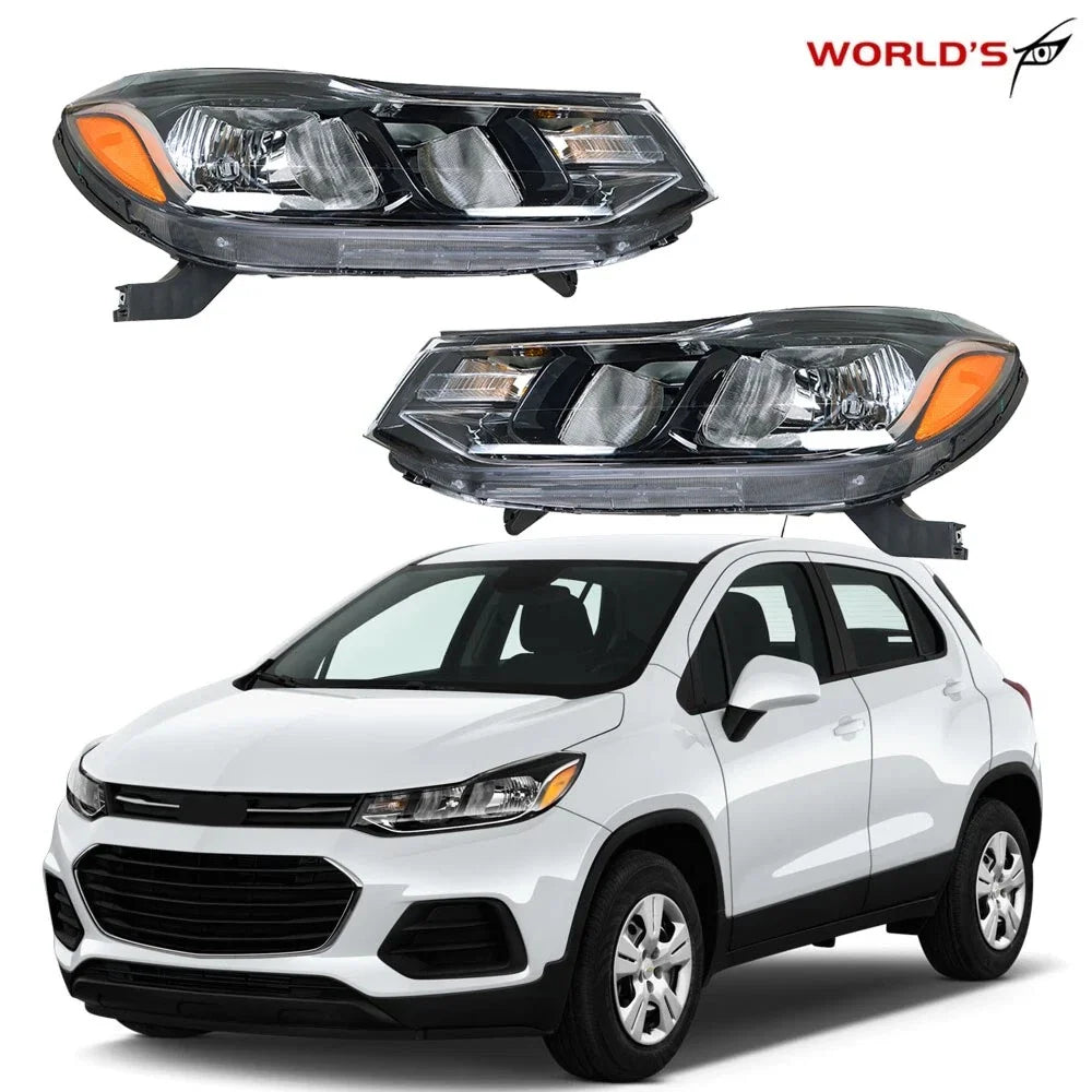 Set of 2 Halogen Headlights for Chevrolet Trax (2017–2020) Chrome Housing