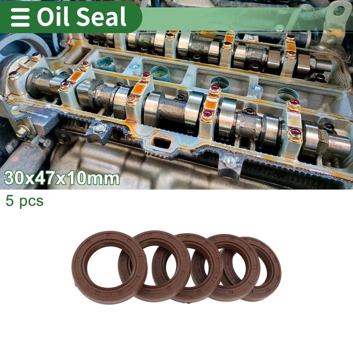 Oil Seal FKM Rubber 30x47x10mm for Various Models (5 Pcs)