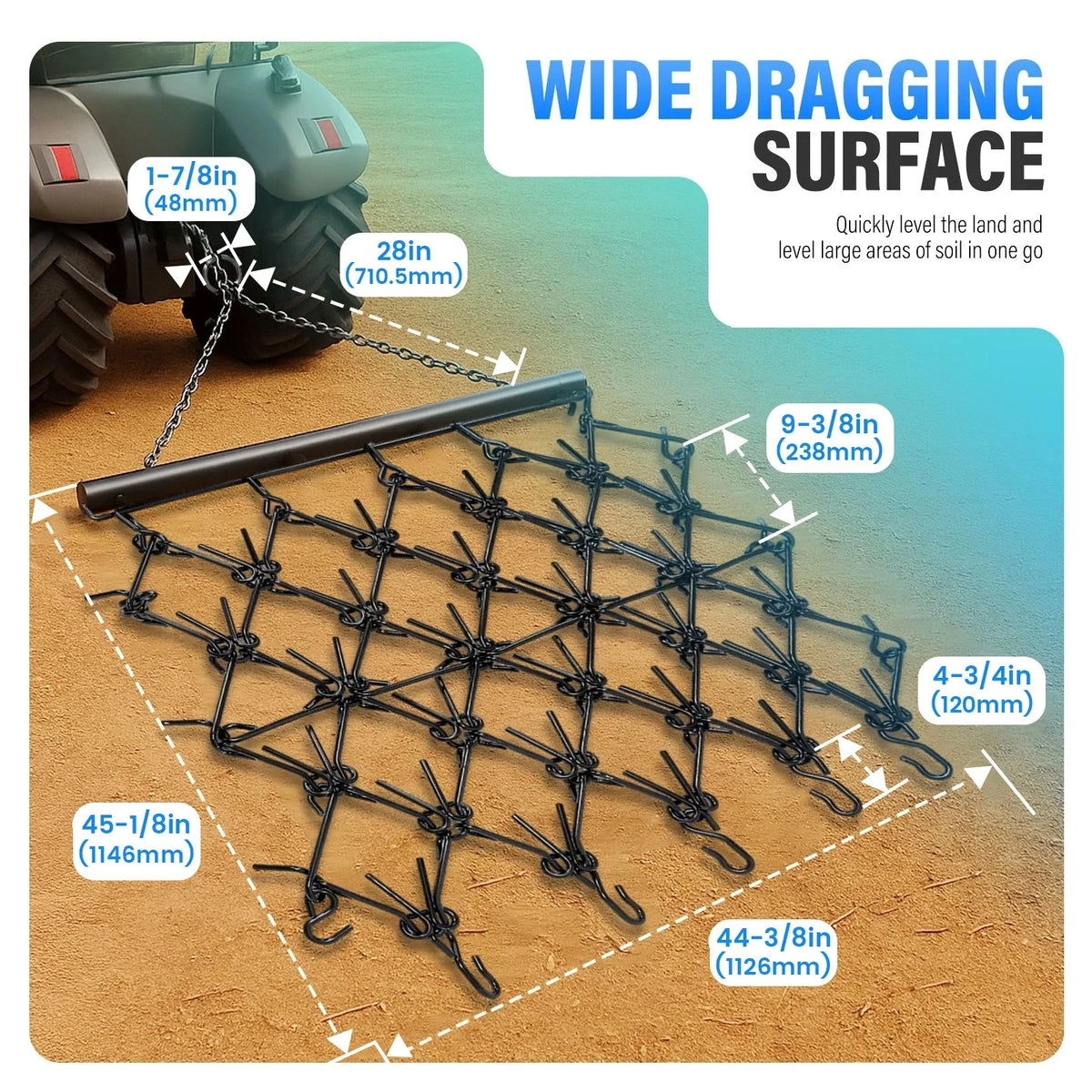 Steel Drag Harrow for ATV UTV Tractor (4X4 FT)