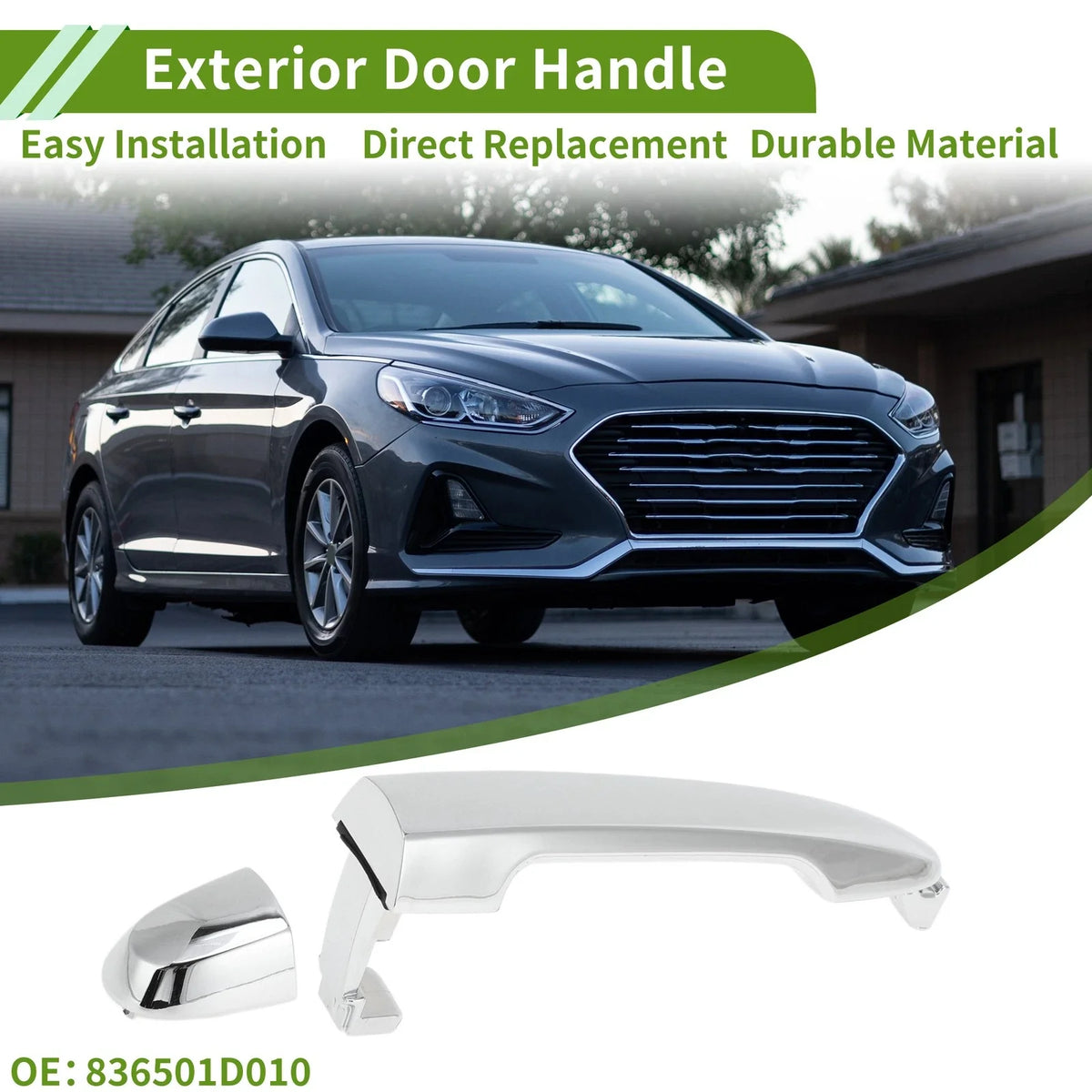 Exterior Door Handle for Hyundai Kia Rondo (2007–2012) No. 836501D010 Silver Tone