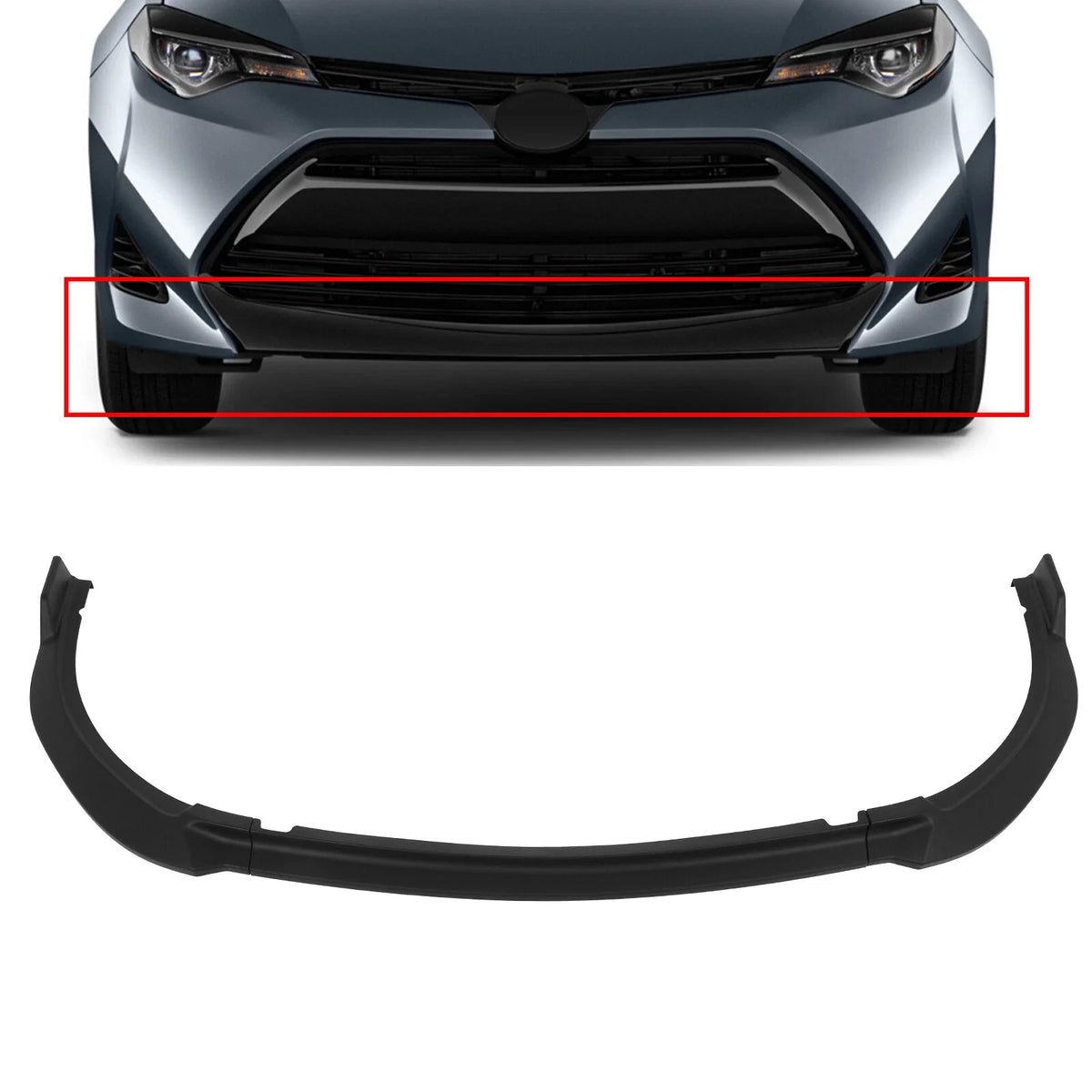 Matte Black Front Bumper Lip Spoiler for Toyota Corolla (2017–2019)